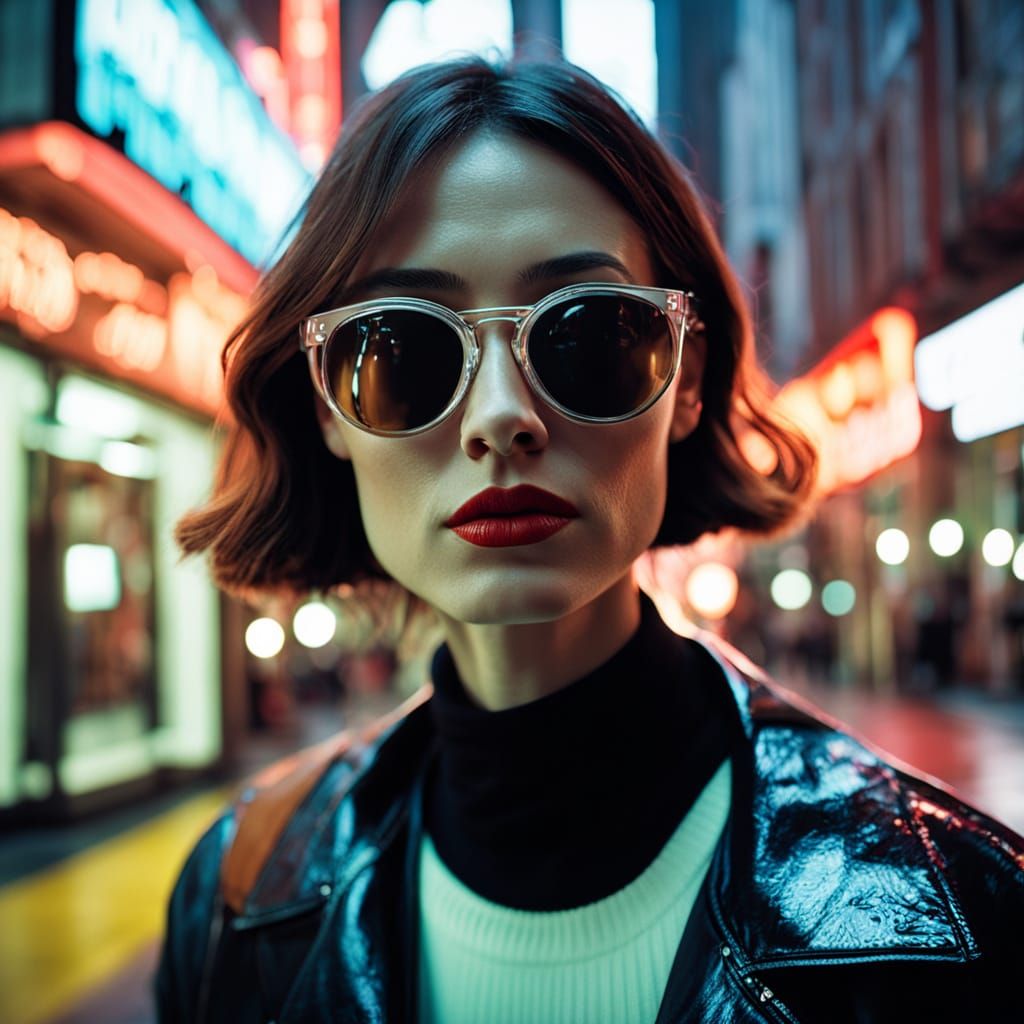 Model in Prada: Fisheye, Hyperrealistic Street Style