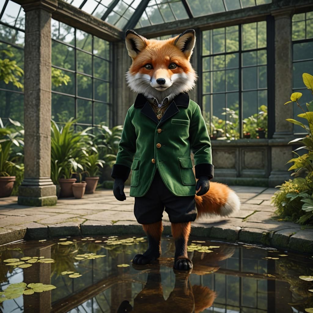 Adorable Fox in a Surreal Glass House