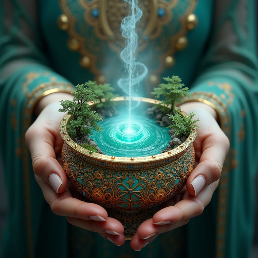 Mystical Ecosystem Inside Ornate Cup
