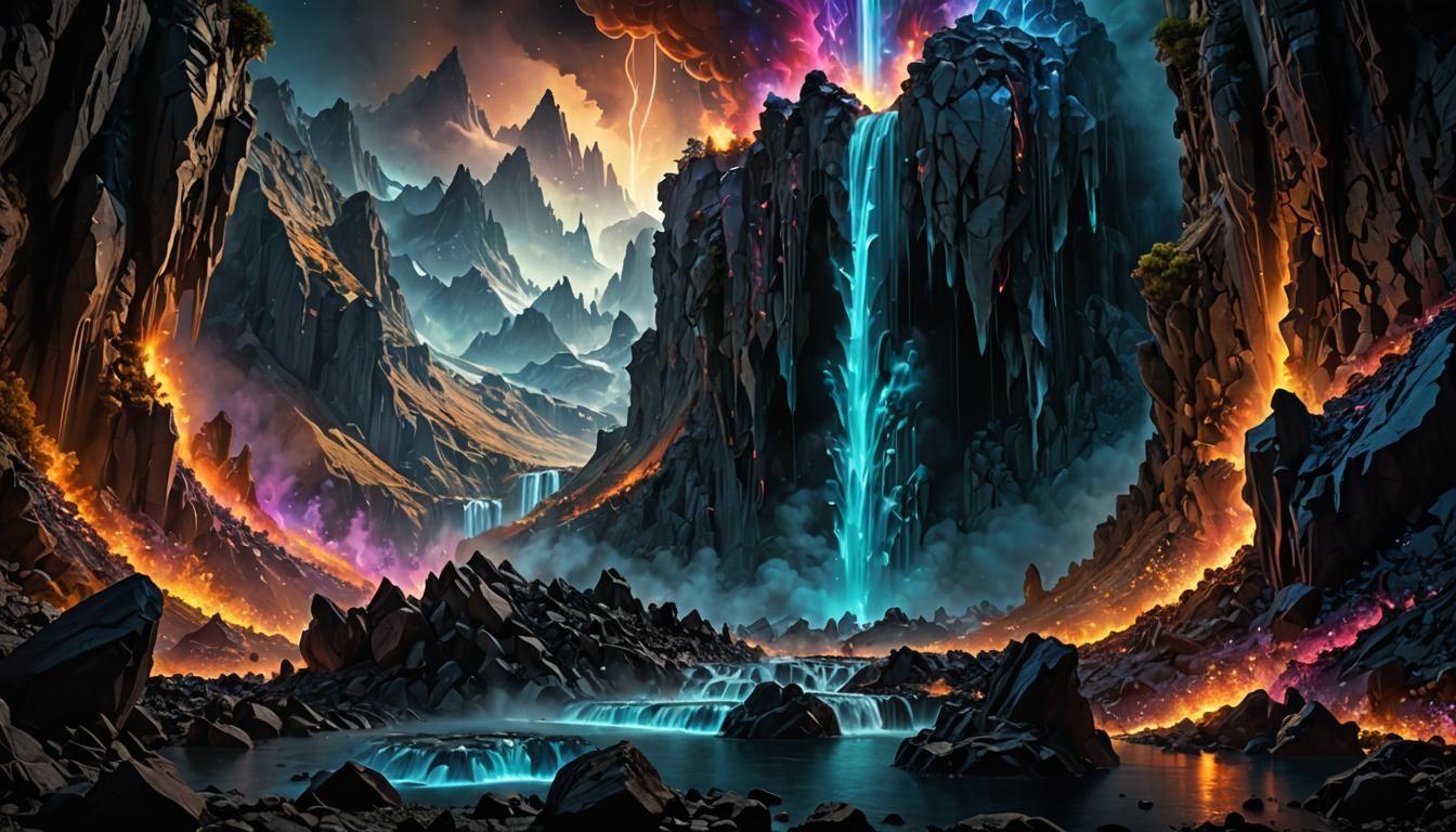 Cosmic Waterfall Cascading into Crystal Valley