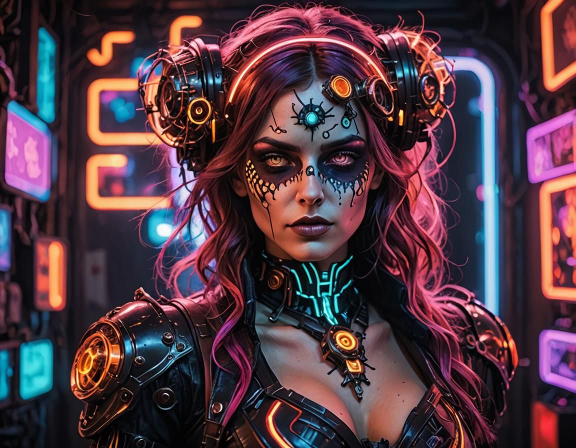 Steampunk Cyberpunk Female with Bio-Mech Hand