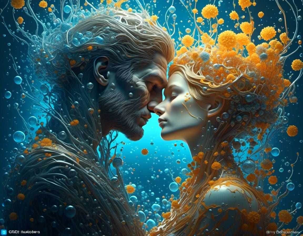 a man and woman kissing head and shoulders portrait