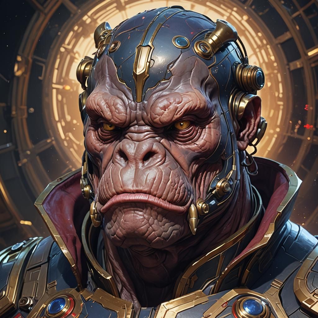 Hippo Alien Space Smuggler Portrait in Splash Art Style