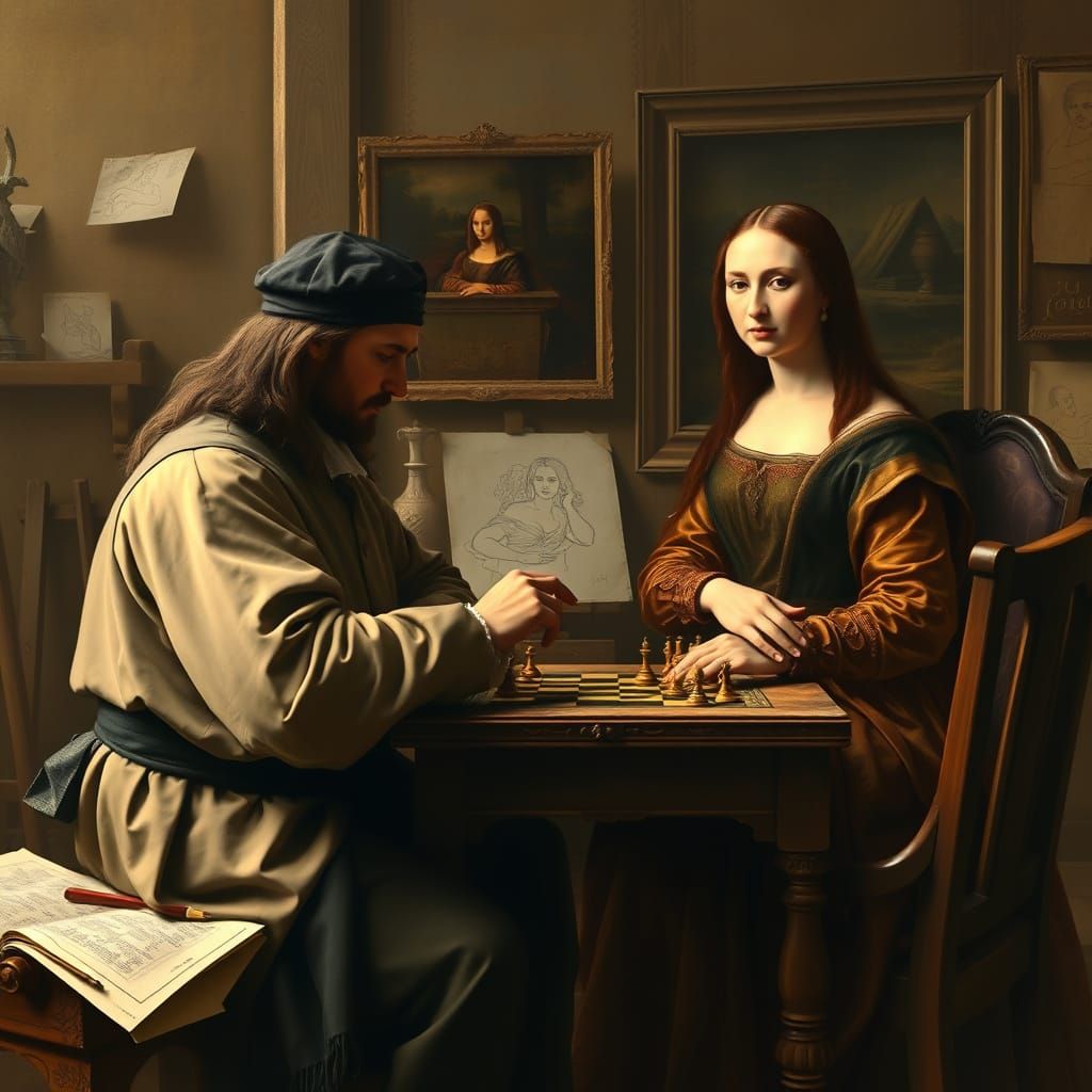 Renaissance Master Plays Chess with the Mona Lisa