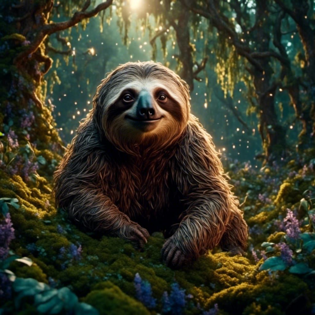 Detailed Sloth Portrait in Wilderness Setting