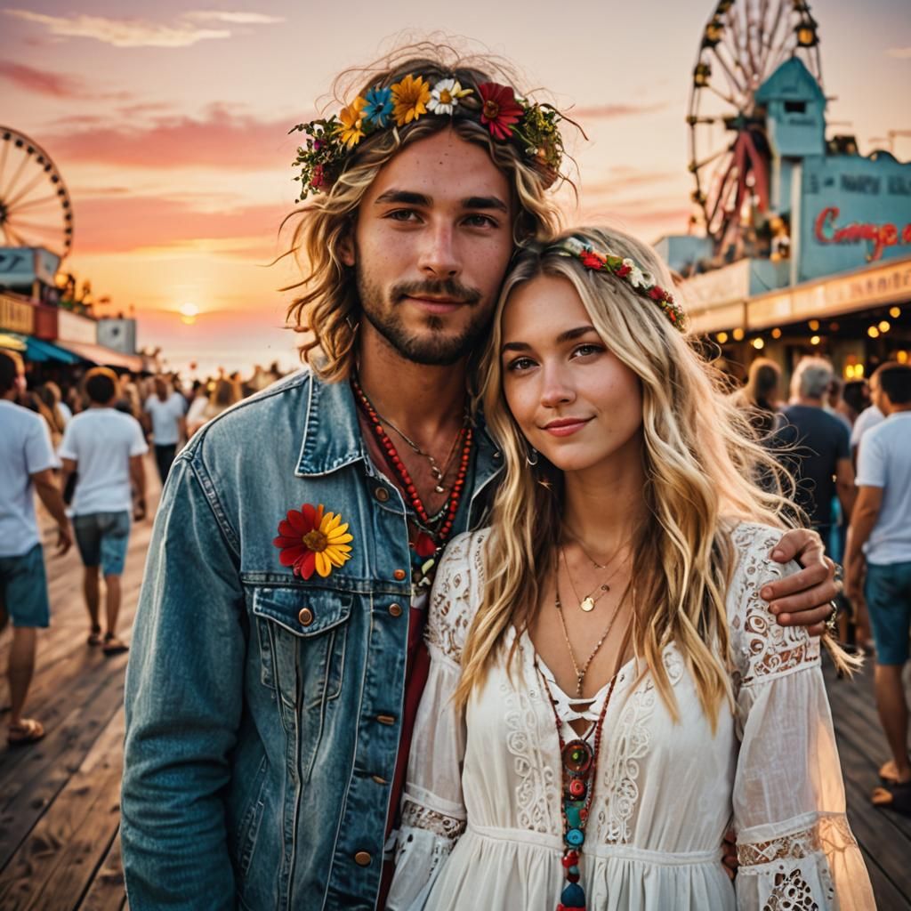 Hippy Couple, Santa Monica Pier, 1968