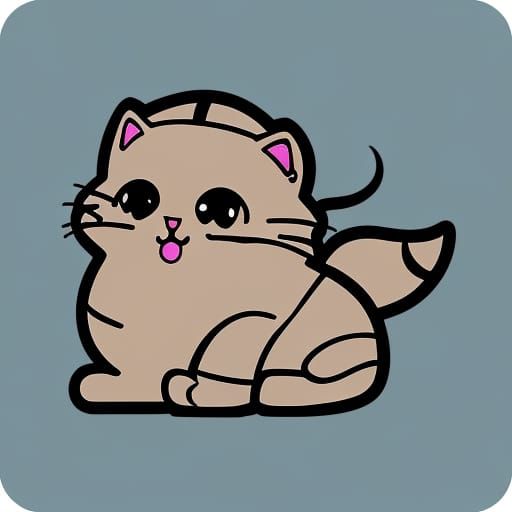 Adorable Kawaii Cat Sticker Design