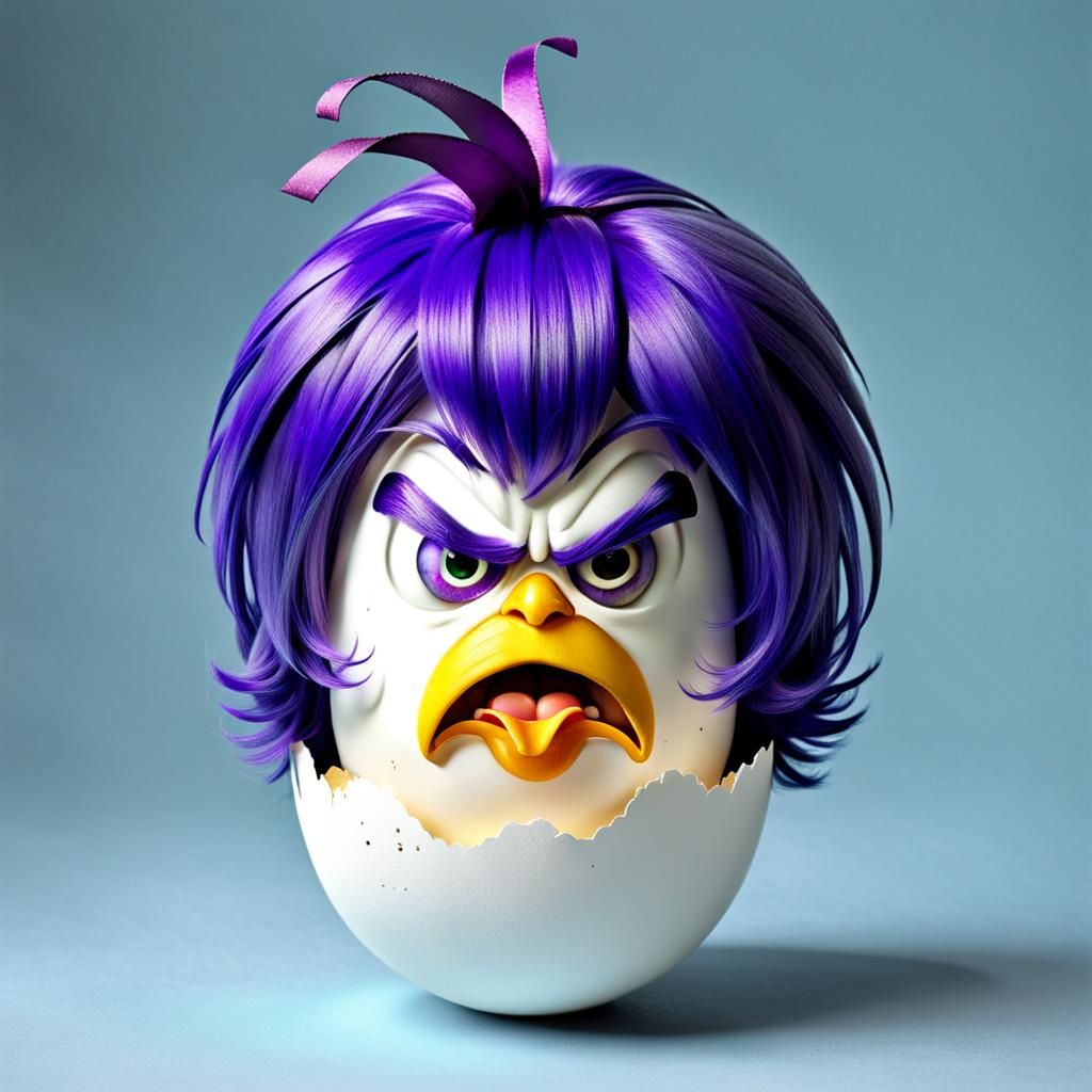 Gothic Egg with Purple Wig in Medieval Style