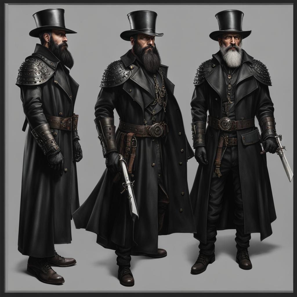 Dark Fantasy Man in Black Leather Armor