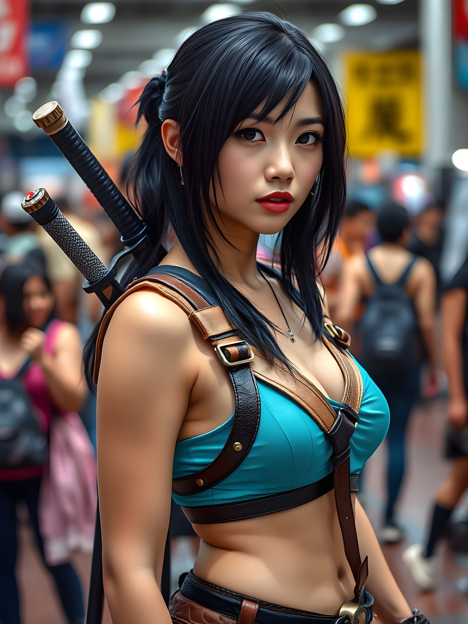 Japanese Cosplay Goddess in Lara Croft Armor