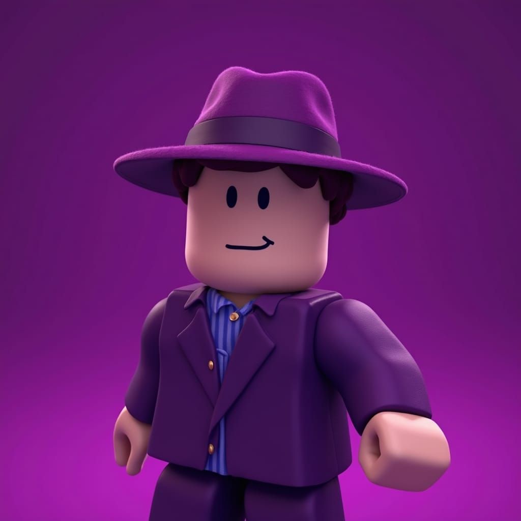 Roblox Character in Fedora with Purple Background