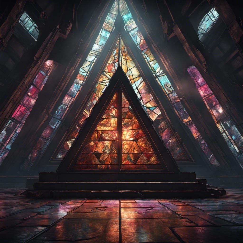 Stained Glass Pyramid Head Dark Fantasy Art