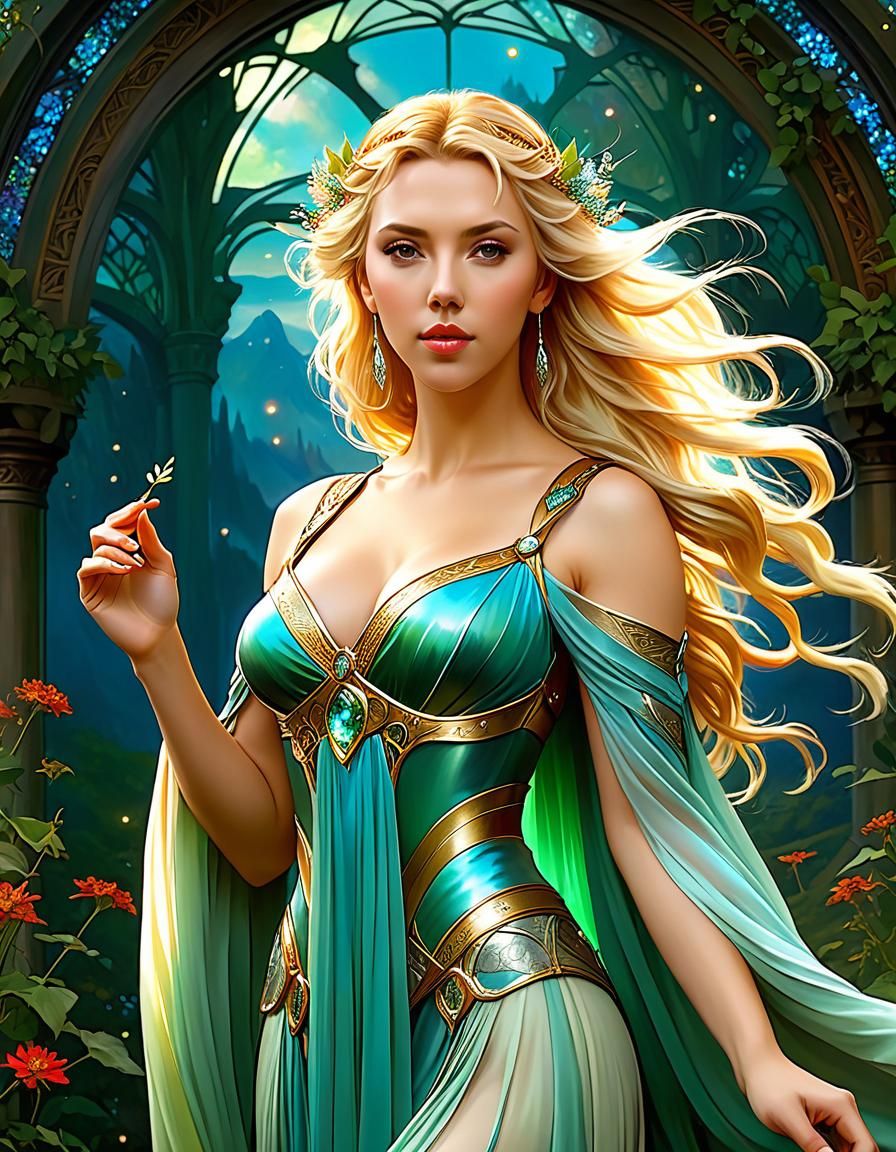 Galadriel as Teenage Blonde in Surrealist Style