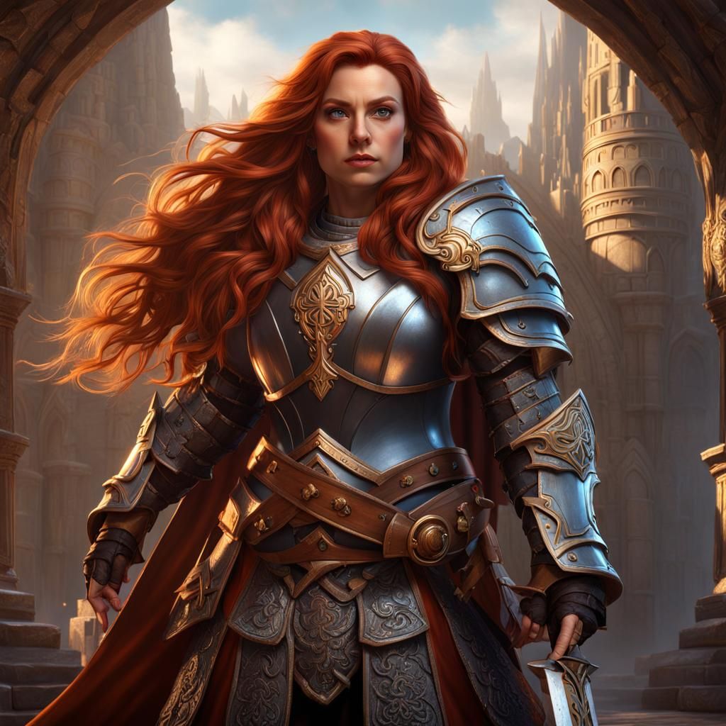 Female Dwarf Cleric in Plate Armor, Fantasy Art