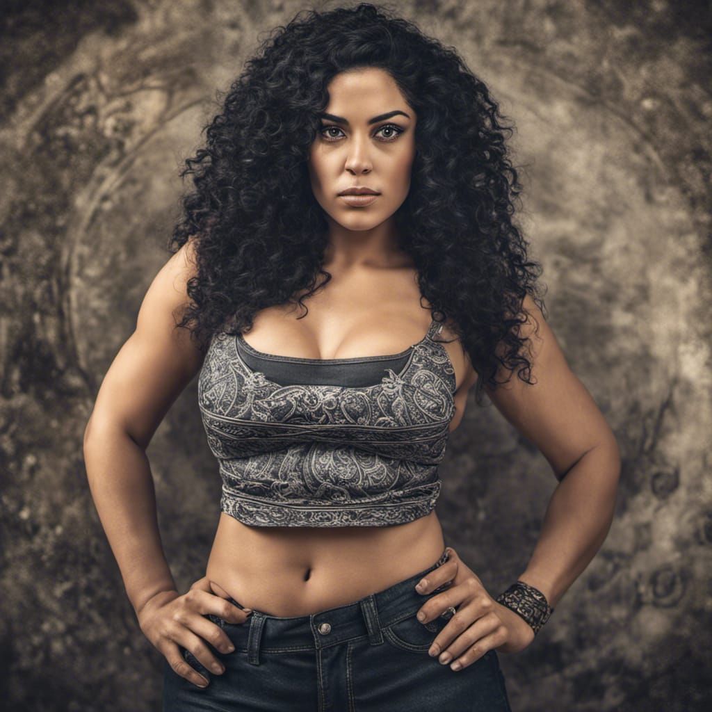 Curvy Latin Woman Portrait in Bandeau Top