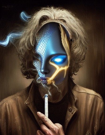 Complex 3D Robot Female Face with Fractal Details