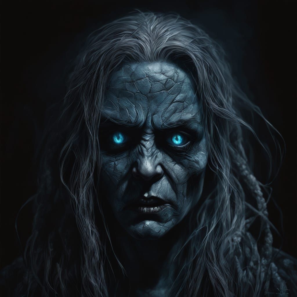 Grayfia's Dark Gaze: A Fantasy Oil Painting Portrait