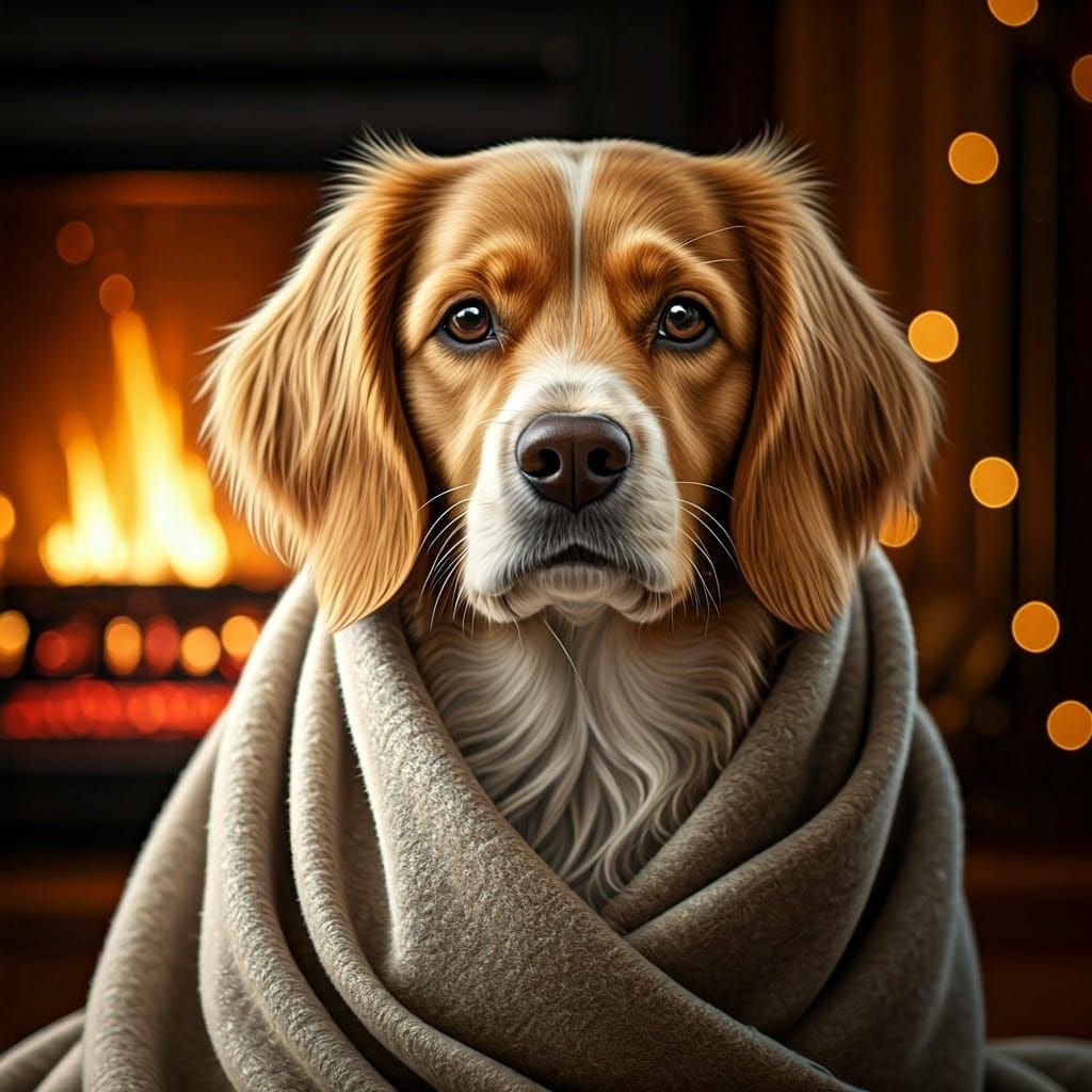 Cozy Dog by Fire in Americana Style