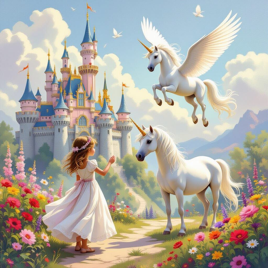Girl Meets Princess at Enchanting Castle with Pegasus and Un...