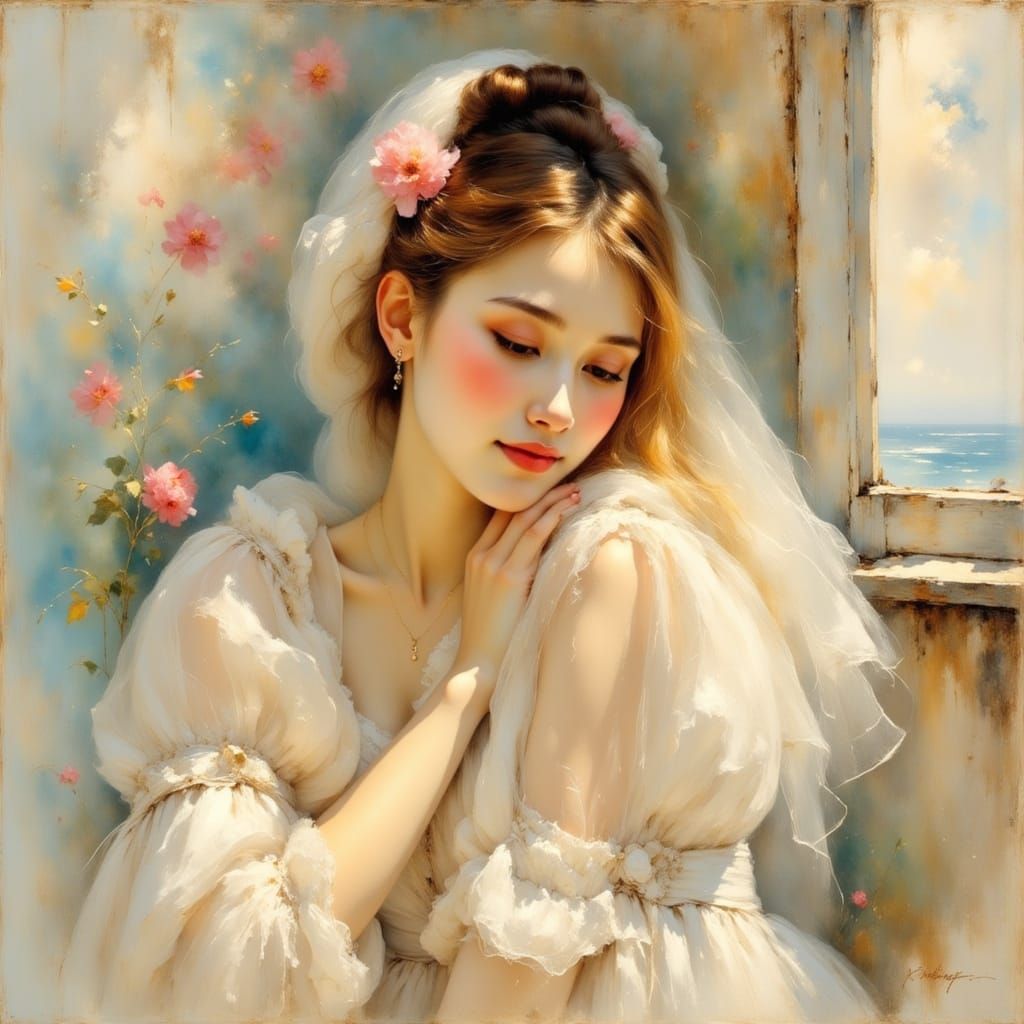 Ethereal Impressionist Portrait of a Serene Woman