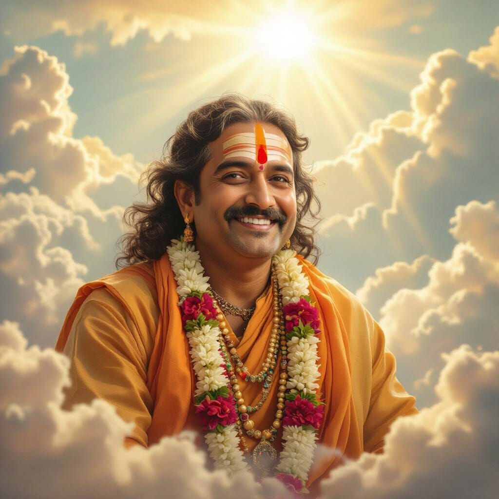 Divine Premanand Maharaj Portrait in Golden Light