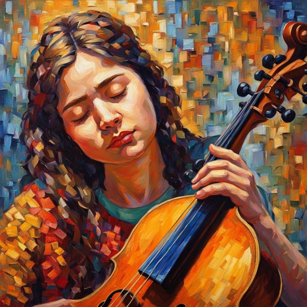 Expressive Neo-Impressionist Painting of Musician