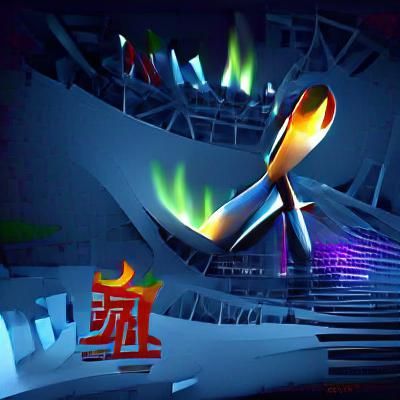 Beijing Olympics Cauldron Glowing Neon Lights