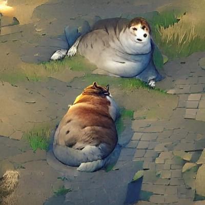 Humorous Image of a Very Overweight Cat