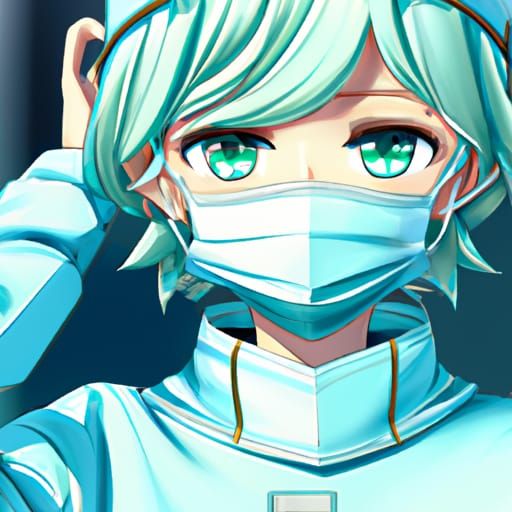 Surgical Nurse in Teal Scrubs with Bright Grey Eyes as Studi...