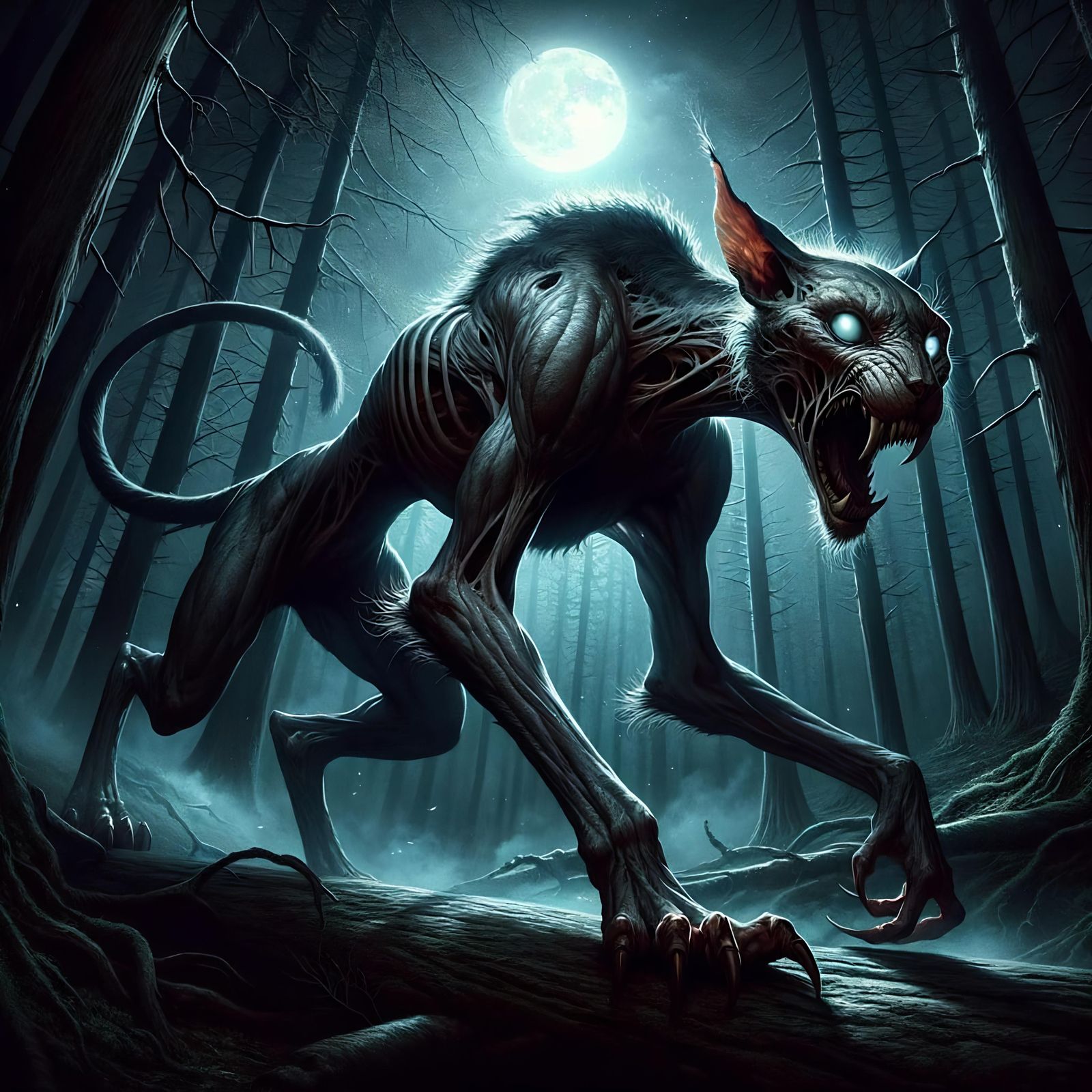 Terrifying Krenshar Prowls Dark Forest: Digital Art