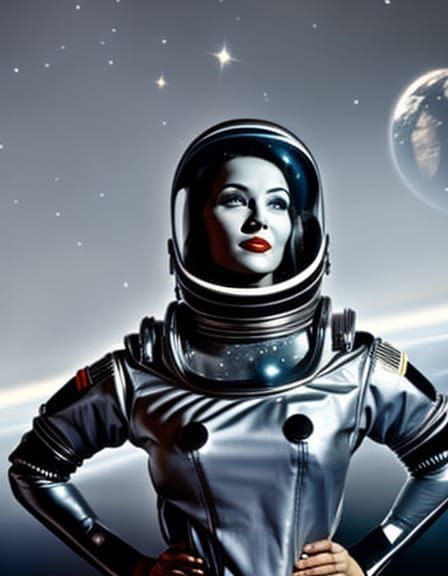 Retro Sci-Fi Space Girl in Elvgren Style