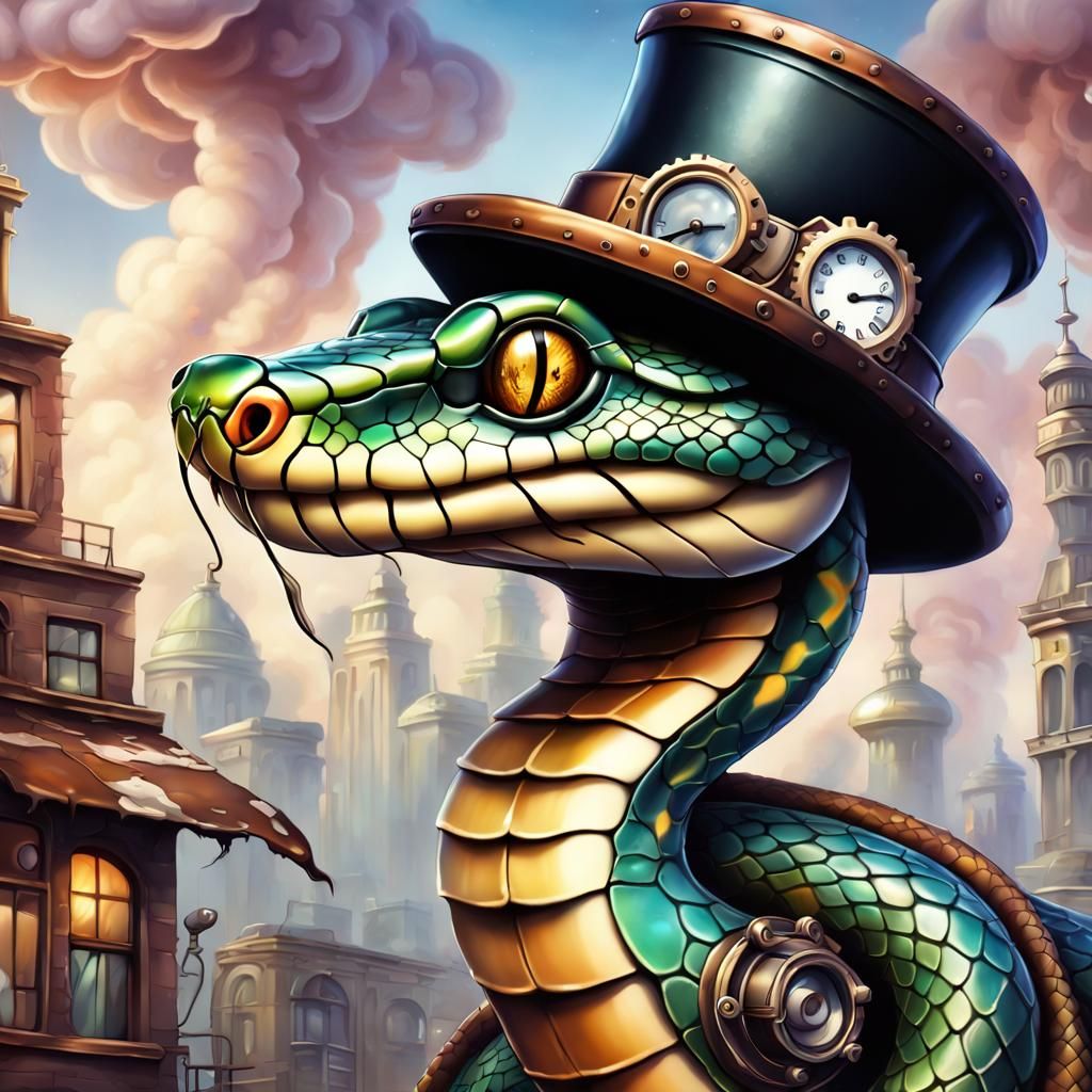 Steampunk Serpent in Urban Splendor