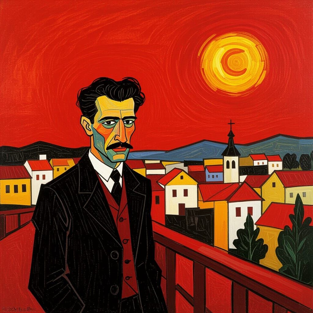 Fiery Abstract War Memory in Expressionist Style