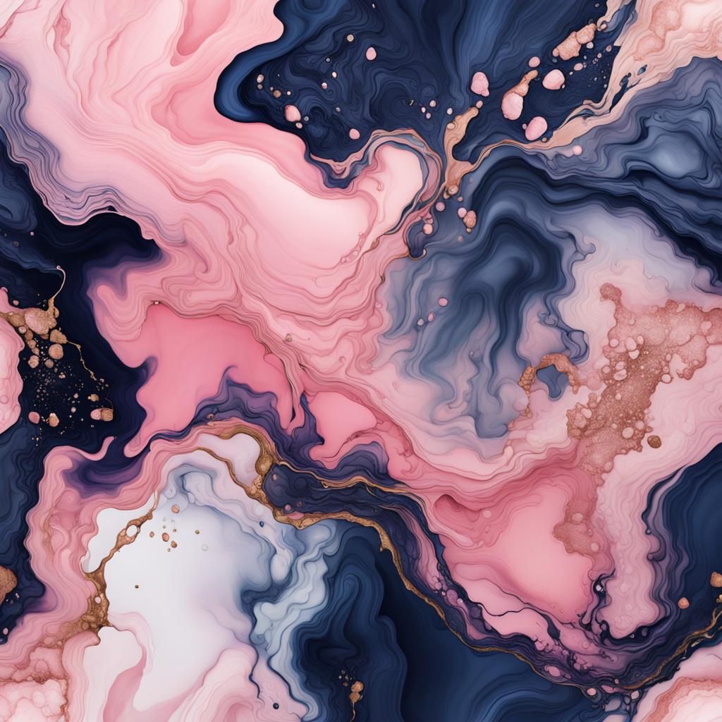 Abstract Alcohol Ink Marble in Pink and Navy