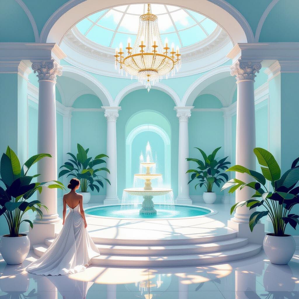 Ethereal Rotunda in Minimalist Painting Style