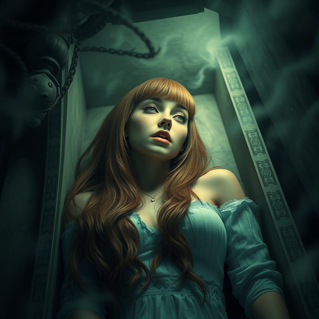 Ethereal Fantasy Female Trapped in a Coffin