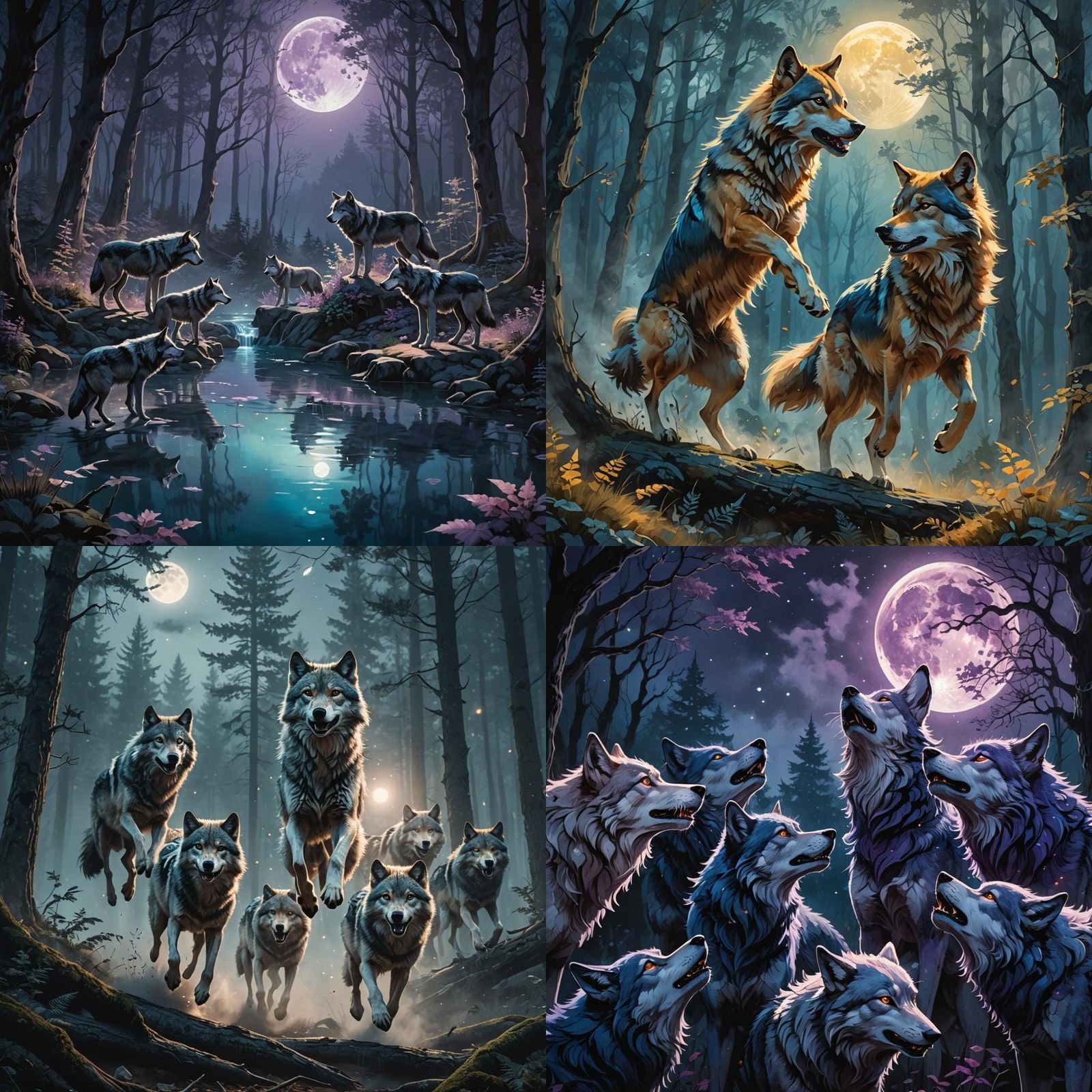 Mythical Wolves in Minimalist Style