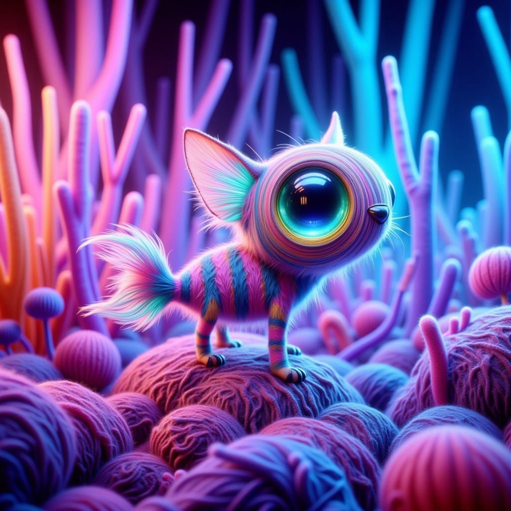 Ethereal Glass Coral Reef Teeming with Iridescent Biolumines...