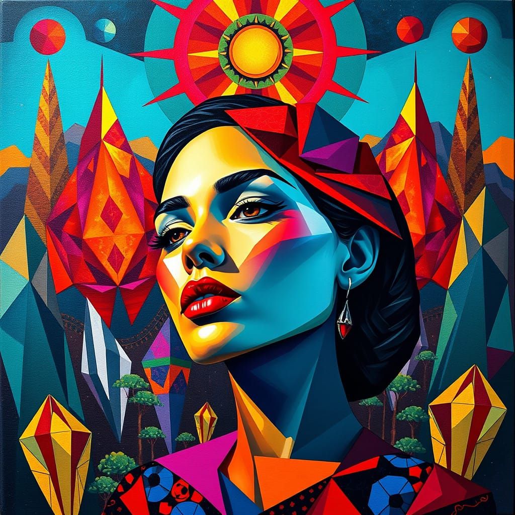 Angular Woman in Cubist Fundação Atlas Bigorna Landscape