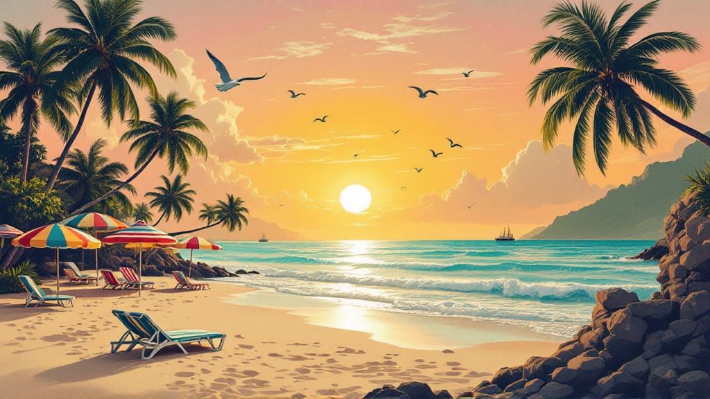 Retro Travel Poster: Bermuda Triangle Resort Destination