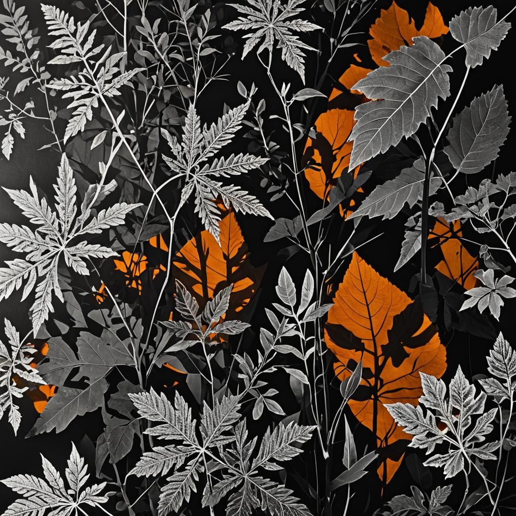 Surrealist Black and White Photogram with Geometric Shapes