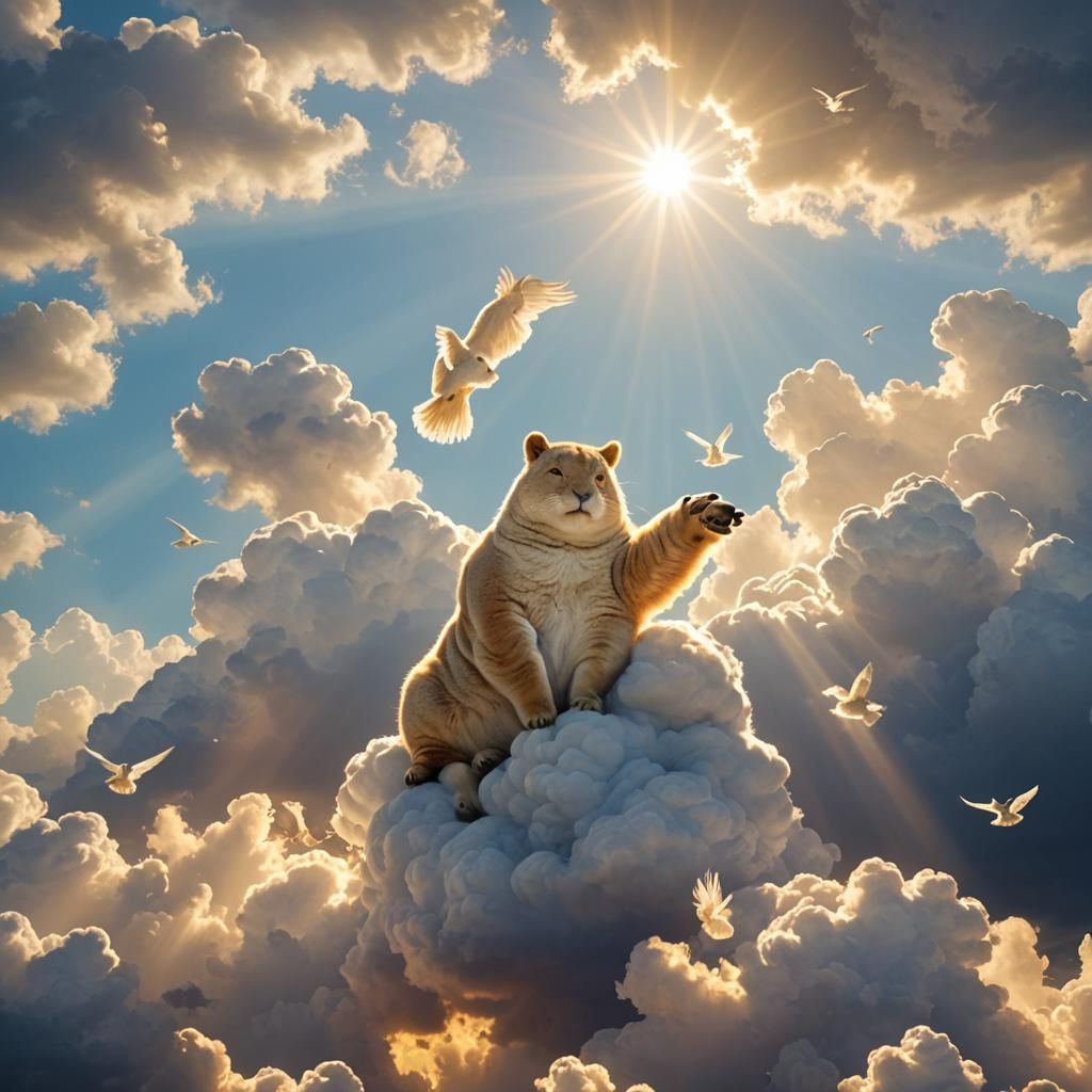 Animals in Divine Sunshine Amongst the Clouds