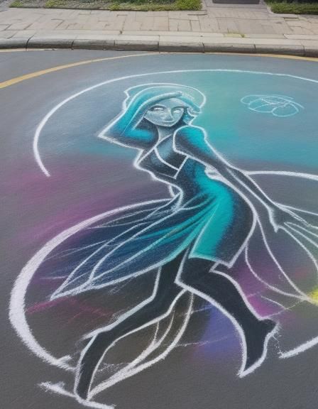 Impressionist Chalk Art of a Beautiful Woman