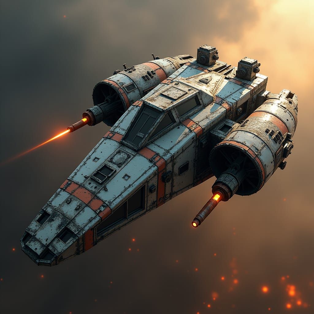 Rugged Starship Design in Gothic Sci-Fi Style