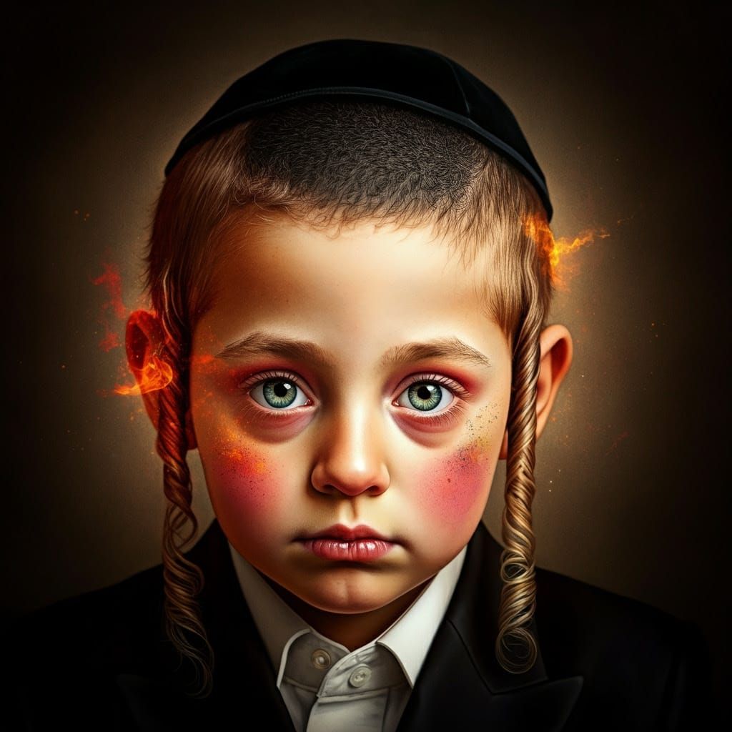 Cute Hasidic Boy with Vibrant Dreams