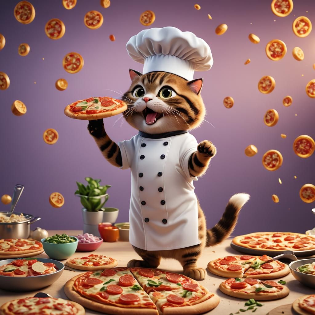 Cat Baking Pizza