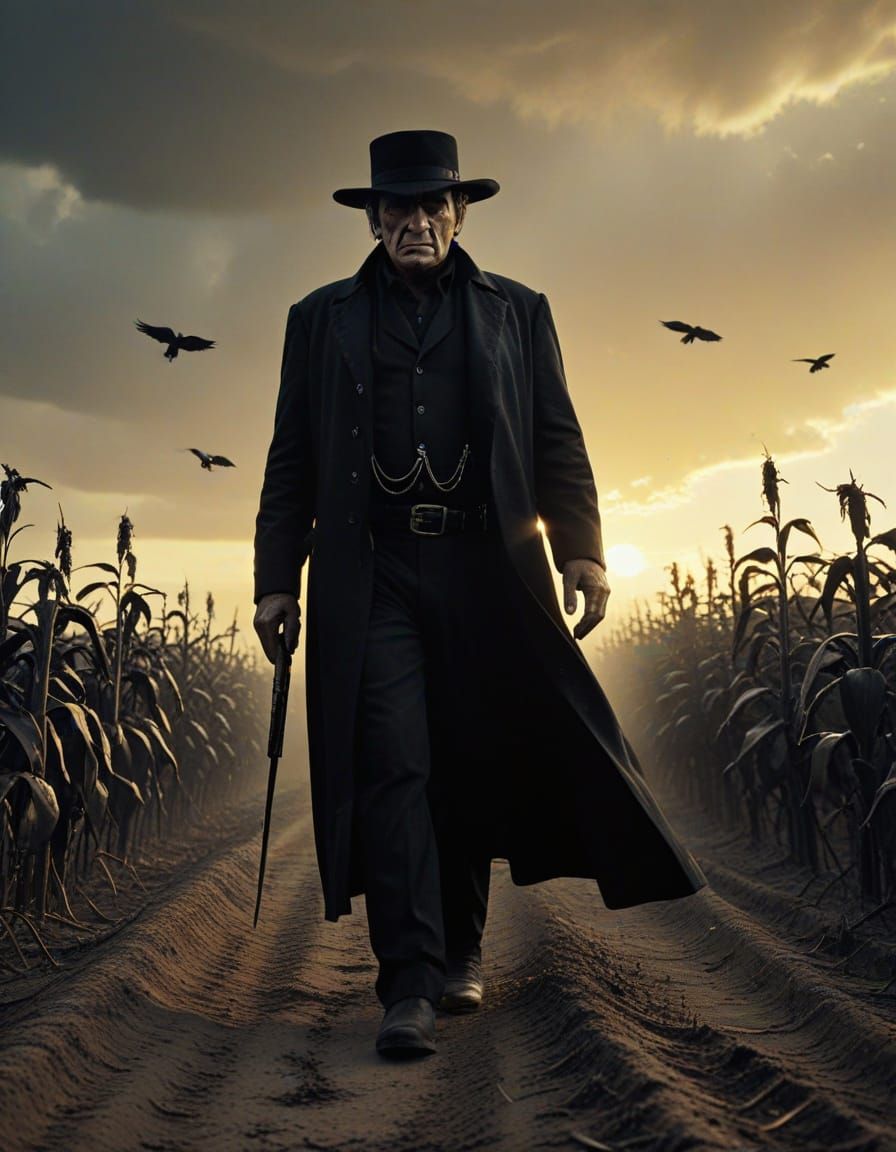 Johnny Cash as Reaper at Apocalyptic Crossroads