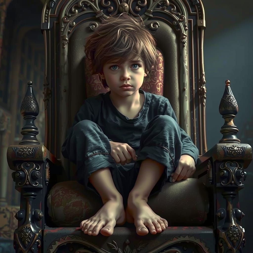 Brooding Figure Lost in Contemplation in a Somber Landscape