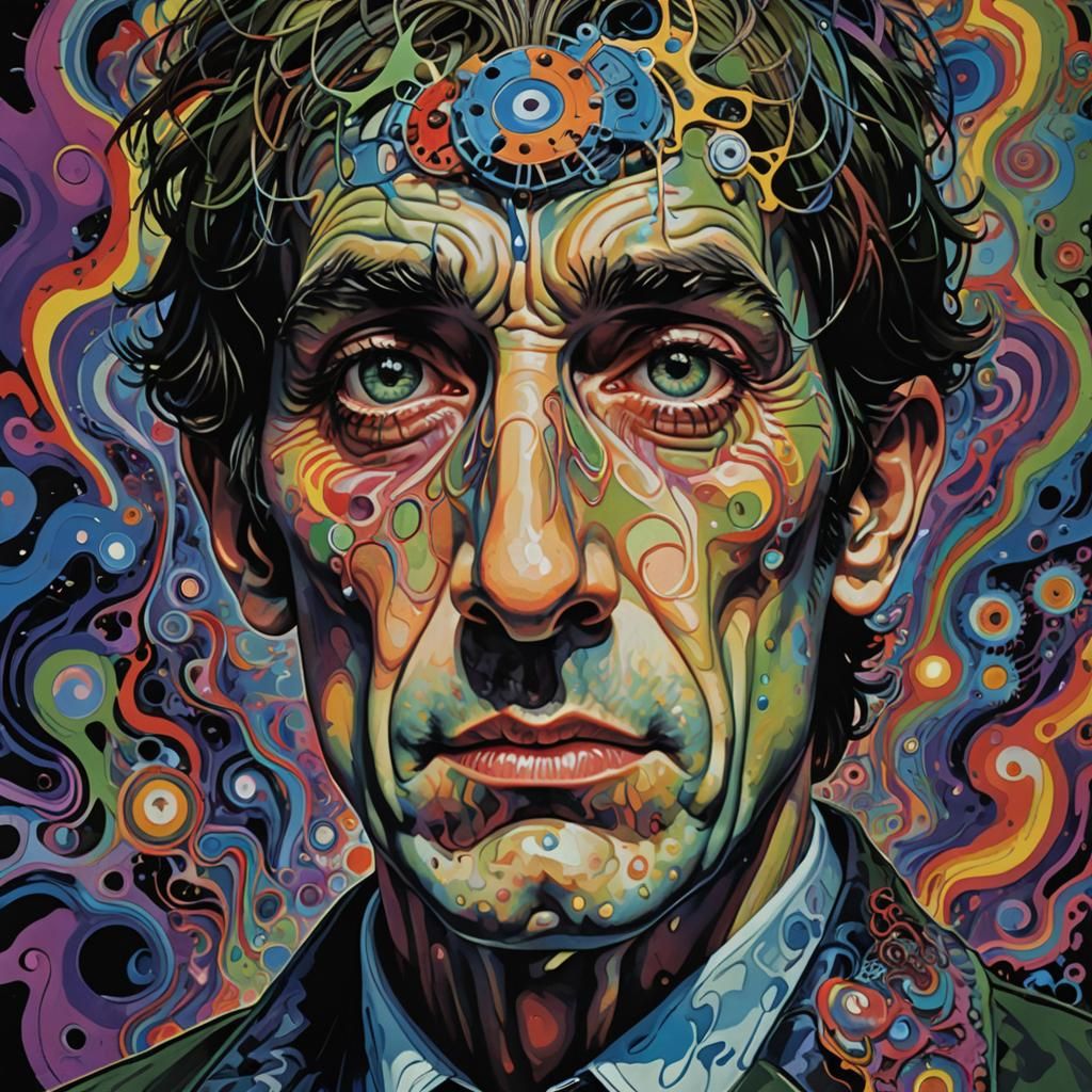 Psychedelic Portrait of a Distorted Brain