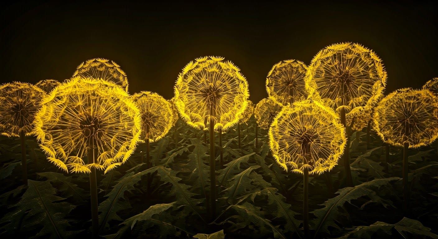 Surreal Cyberpunk Dandelion Oasis